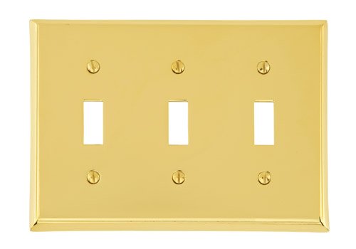 Triple Toggle Colonial Switch Plate - Brass Collection by Emtek