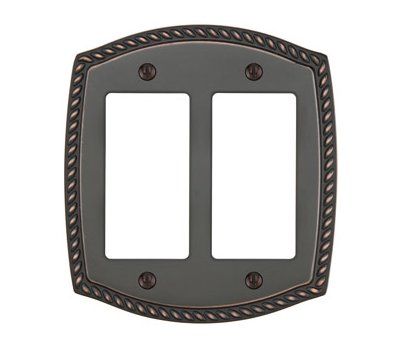 Double Gang Rope Switch Plate - Brass Collection by Emtek