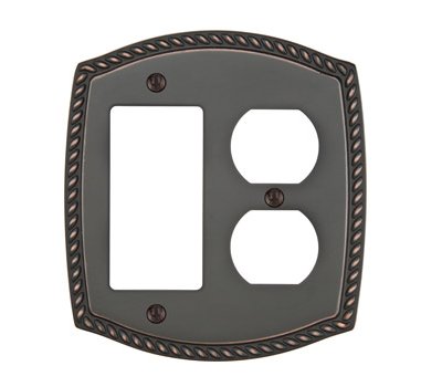 Single Gang Single Duplex Rope Switch Plate - Brass Collection by Emtek