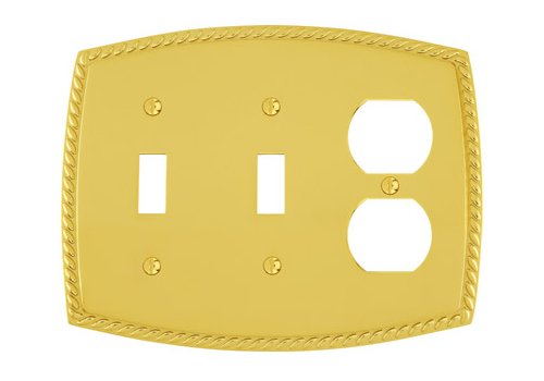 Double Toggle Single Duplex Rope Switch Plate - Brass Collection by Emtek