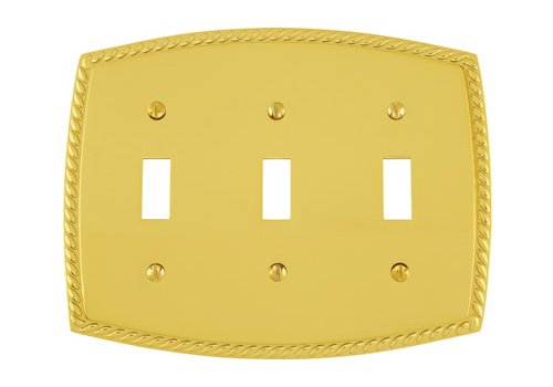 Triple Toggle Rope Switch Plate - Brass Collection by Emtek