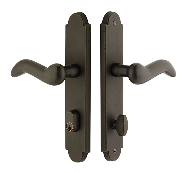 Keyed 2 x 10 Arched Stretto Narrow Trim Sideplate Set - Sandcast Bronze Collection by Emtek